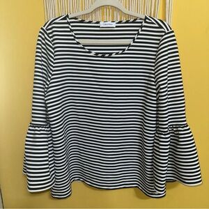 Calvin Klein Size Large Bell Sleeve Hippie Grunge‎ Y2K Striped Blouse